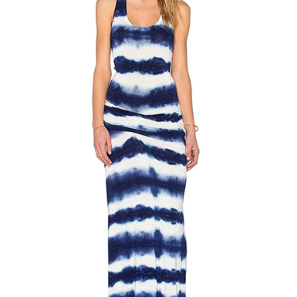Maxi Dress - Blue White Tie Dyed Style